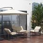Voir la diapositive 6 : OUTSUNNY Salon de jardin 4 personnes - 4 pièces, 3 coussins - acier époxy noir polyester beige