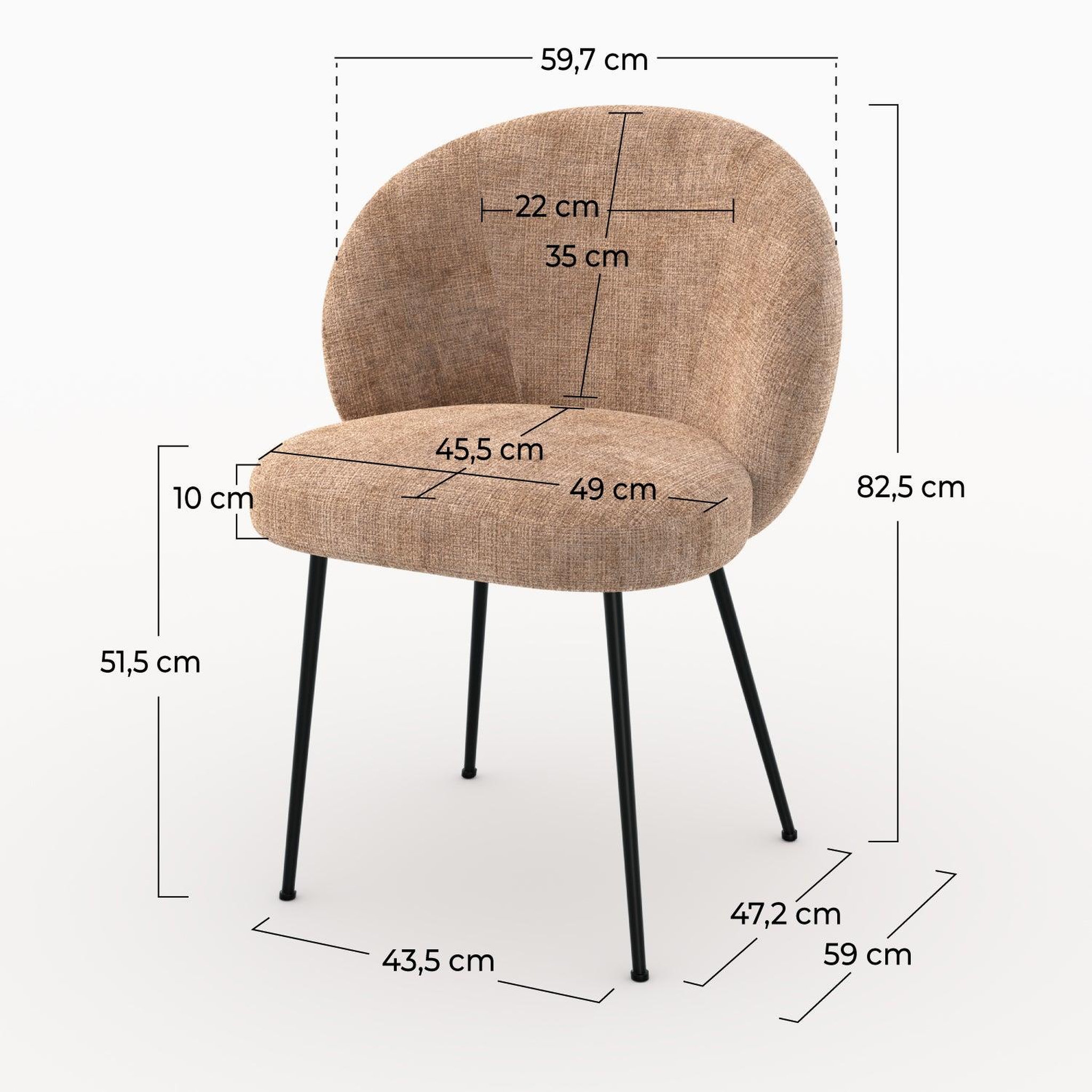 Voir la diapositive 4 : MAISON PAVANE Chaise en velours chenillé marron glacé et métal noir-bloomy