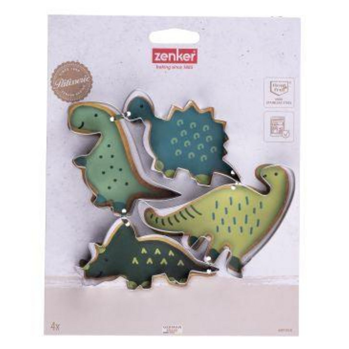 ZENKER Set de 4 emporte-pièces dinosaure Zenker Emporte-pièces