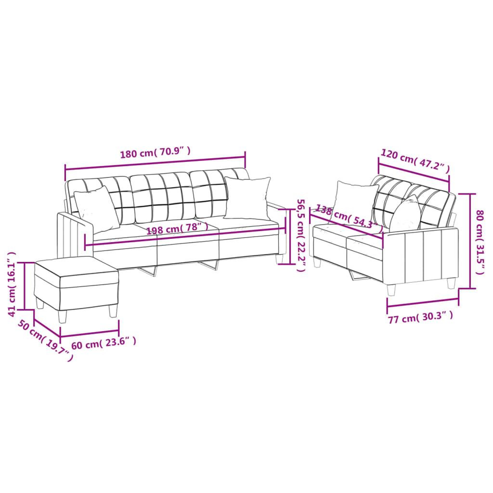 Voir la diapositive 6 : VIDAXL Ensemble de canapes 3 pcs avec coussins creme similicuir