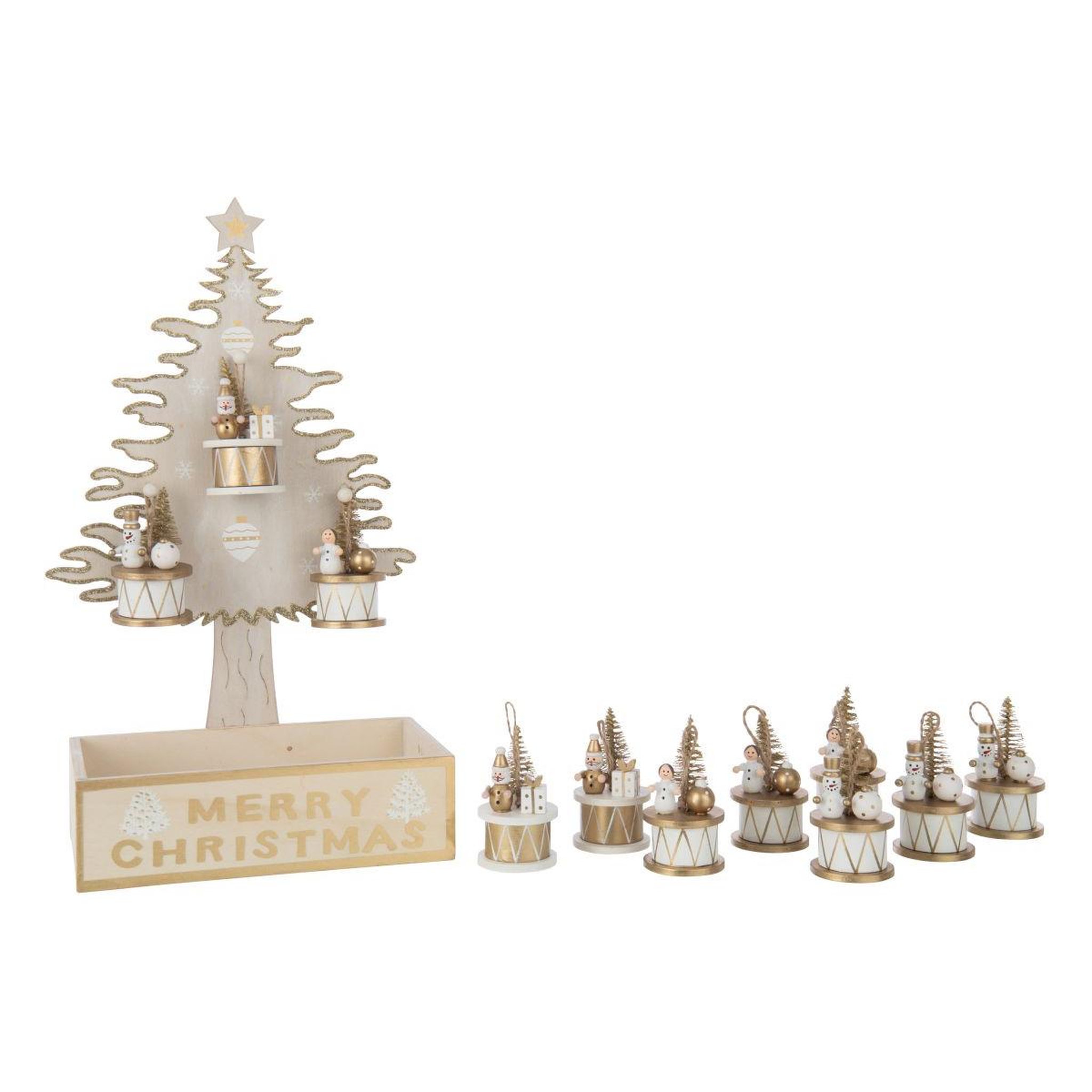 Voir la diapositive 4 : J-LINE Arbre de noël déco  merry christmas  44cm doré