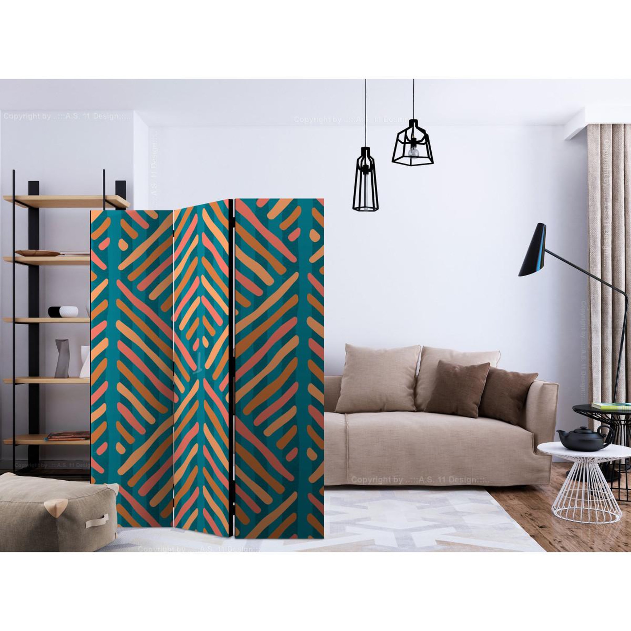 Voir la diapositive 2 : Paris Prix Paravent 3 volets  ethnic composition  135x172cm