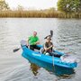 OUTSUNNY Canoé kayak gonflable 2 personnes - gonfleur, kit réparation, 2 rames inclus - PVC gris bleu