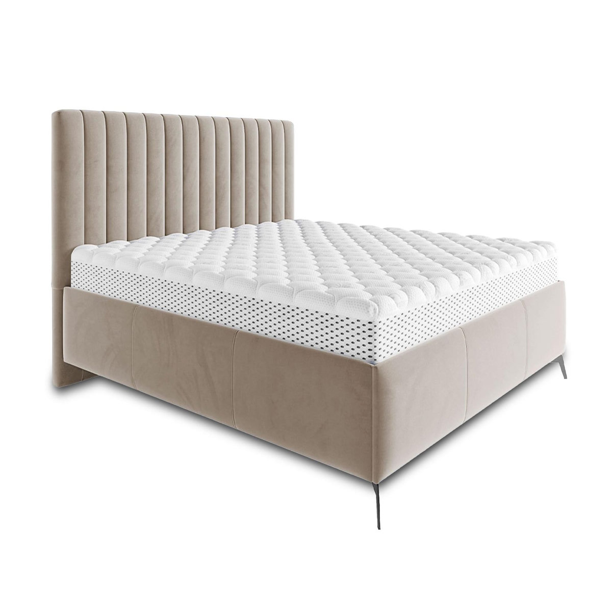 BEST MOBILIER Mendoza - lit coffre - 140x200 - sommier inclus - en velours