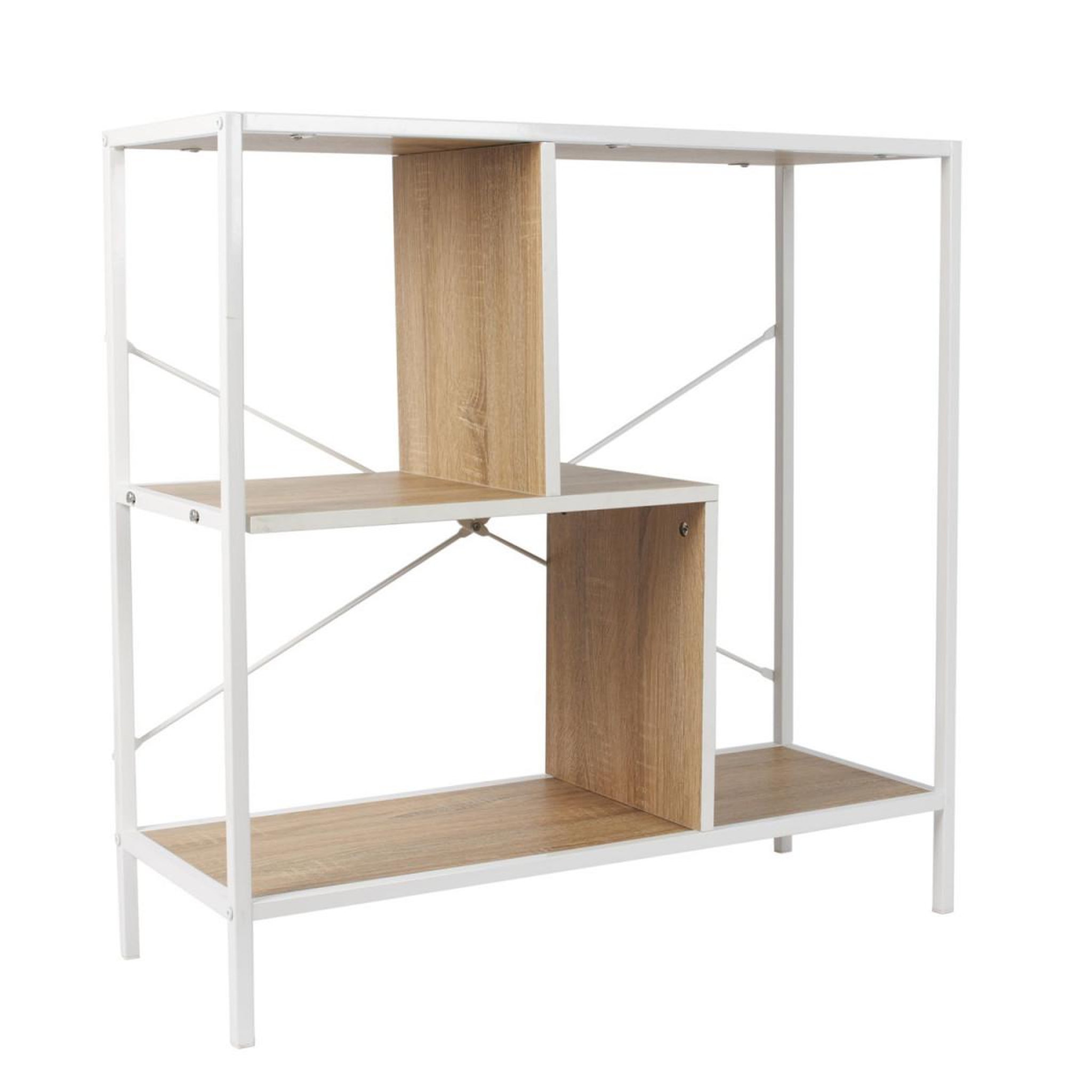 Voir la diapositive 5 : The Home Deco Factory Étagère Design  Edison  80cm Naturel & Blanc