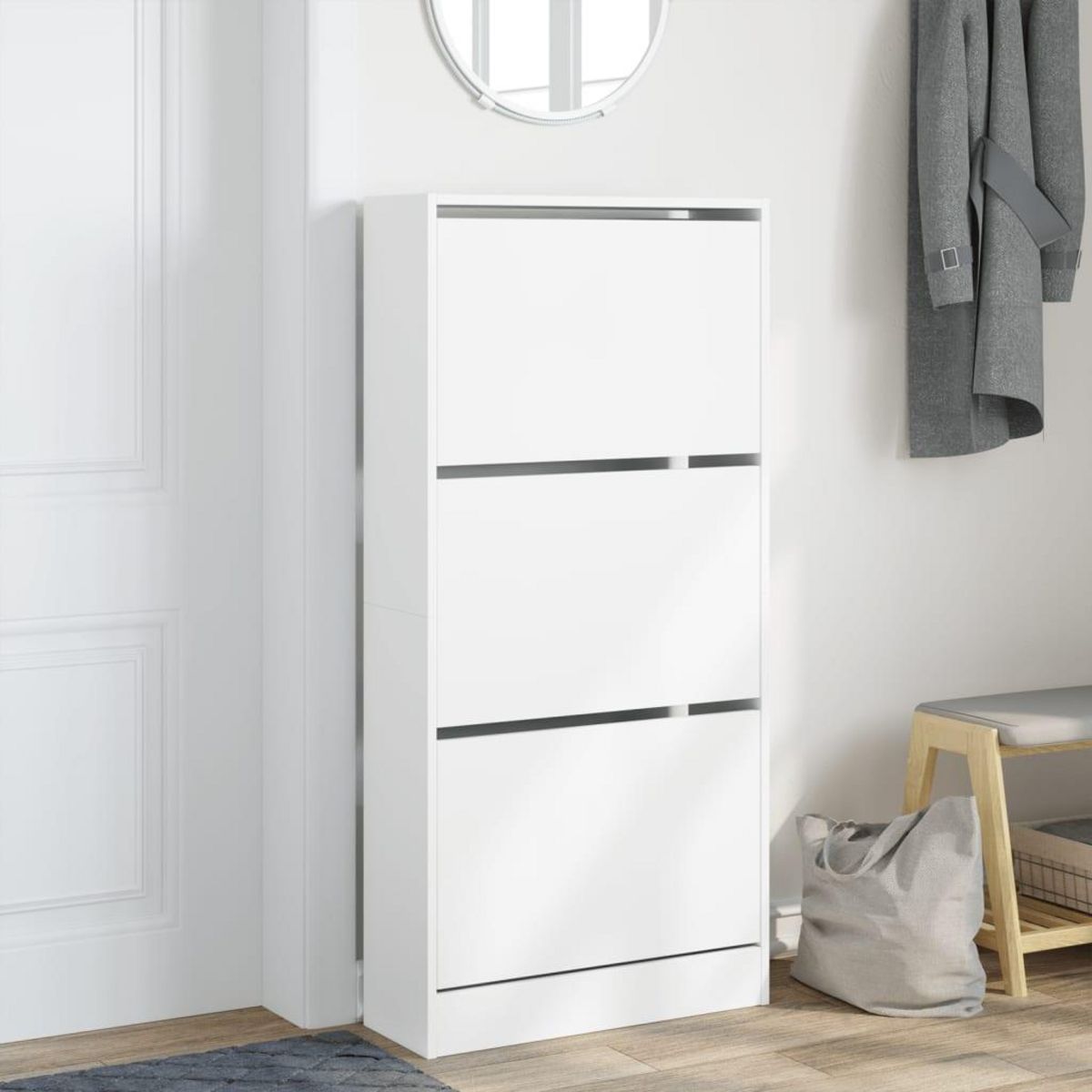 VIDAXL Armoire a chaussures blanc 60x21x125,5 cm bois d'ingenierie