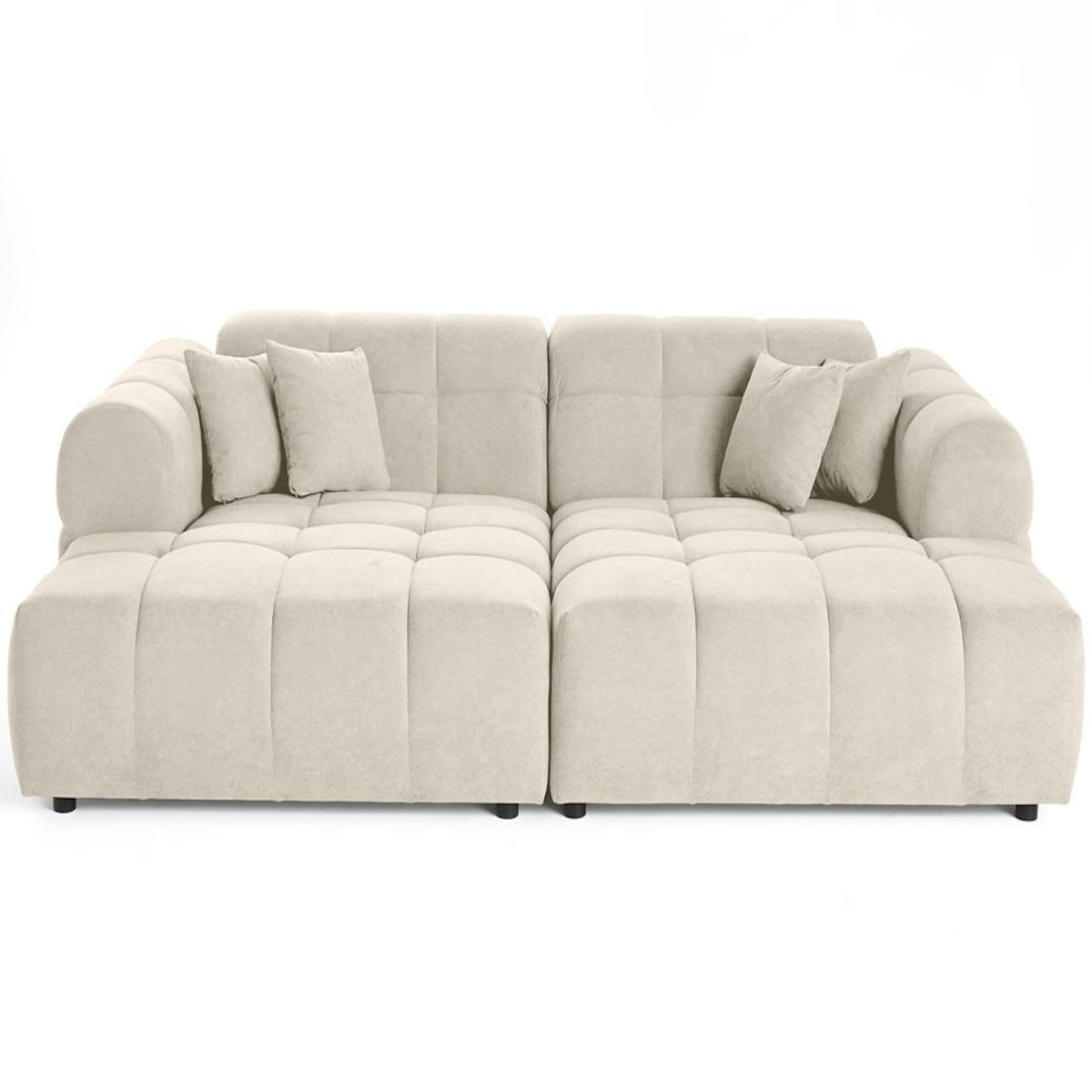 LISA DESIGN Ray - canapé droit 4 places avec double méridienne - assise profonde - en tissu texturé