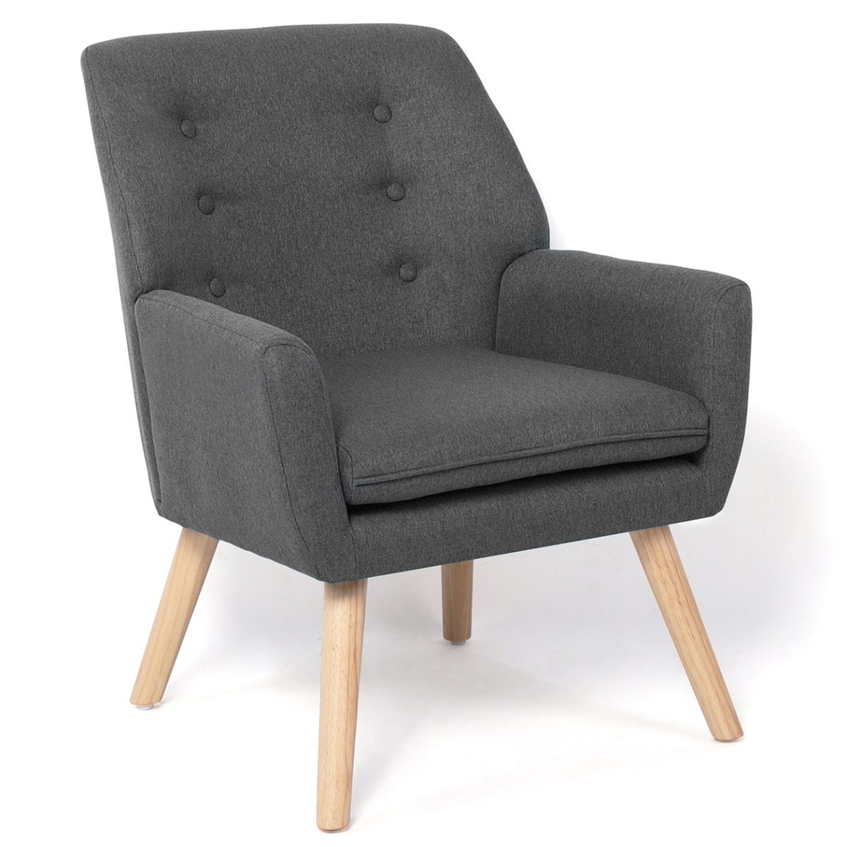 ID MARKET Fauteuil scandinave NAT en tissu gris anthracite