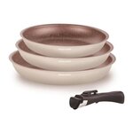 Arthur Martin Batterie de cuisine - Tous feux dont induction - ARTHUR MARTIN - AM4754 - Set de 3 poeles - 20-24-28 cm + 1 poignée amovible