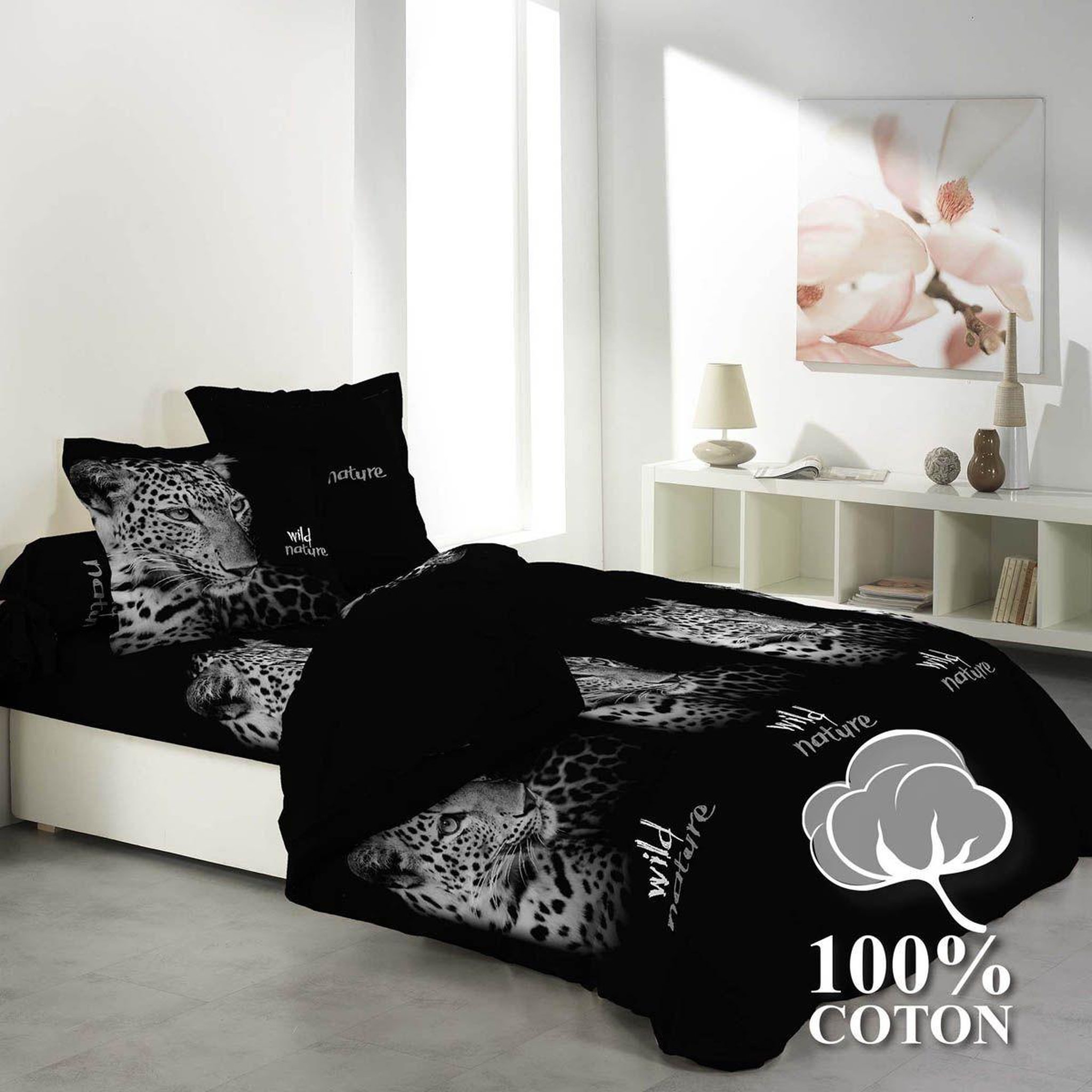 Voir la diapositive 1 : Douceur d'Intérieur Parure de lit 6 pièces  new wild nature  240x220cm noir