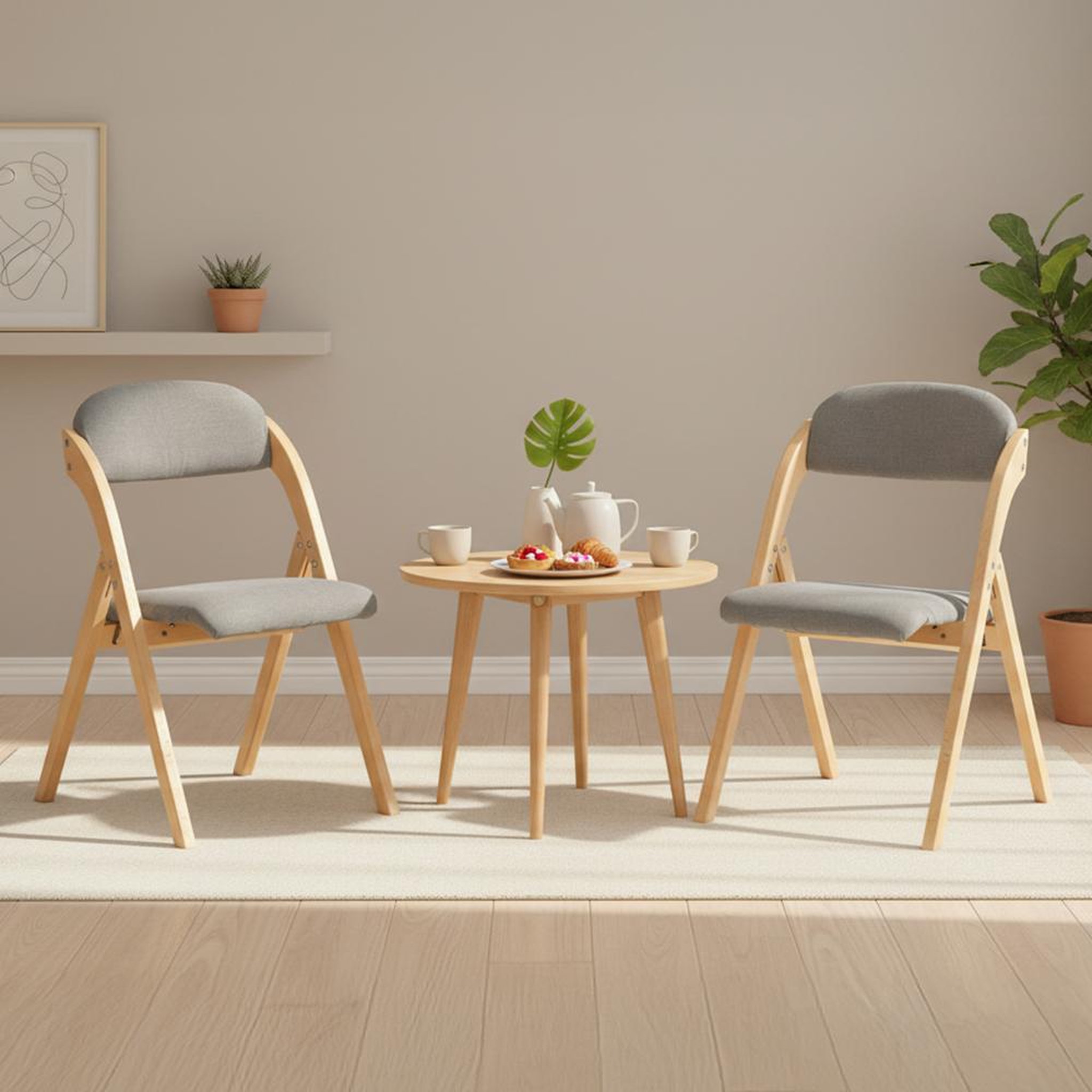 Voir la diapositive 2 : SOBUY Chaise Pliante en Bois Gris 47.5x41.5x77cm FST92-NX2