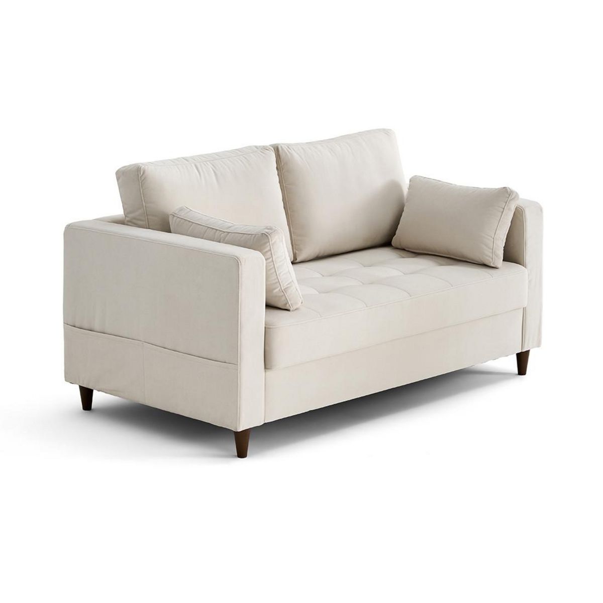 LISA DESIGN Anna - canapé droit 2 places avec poche en velours - pieds en bois