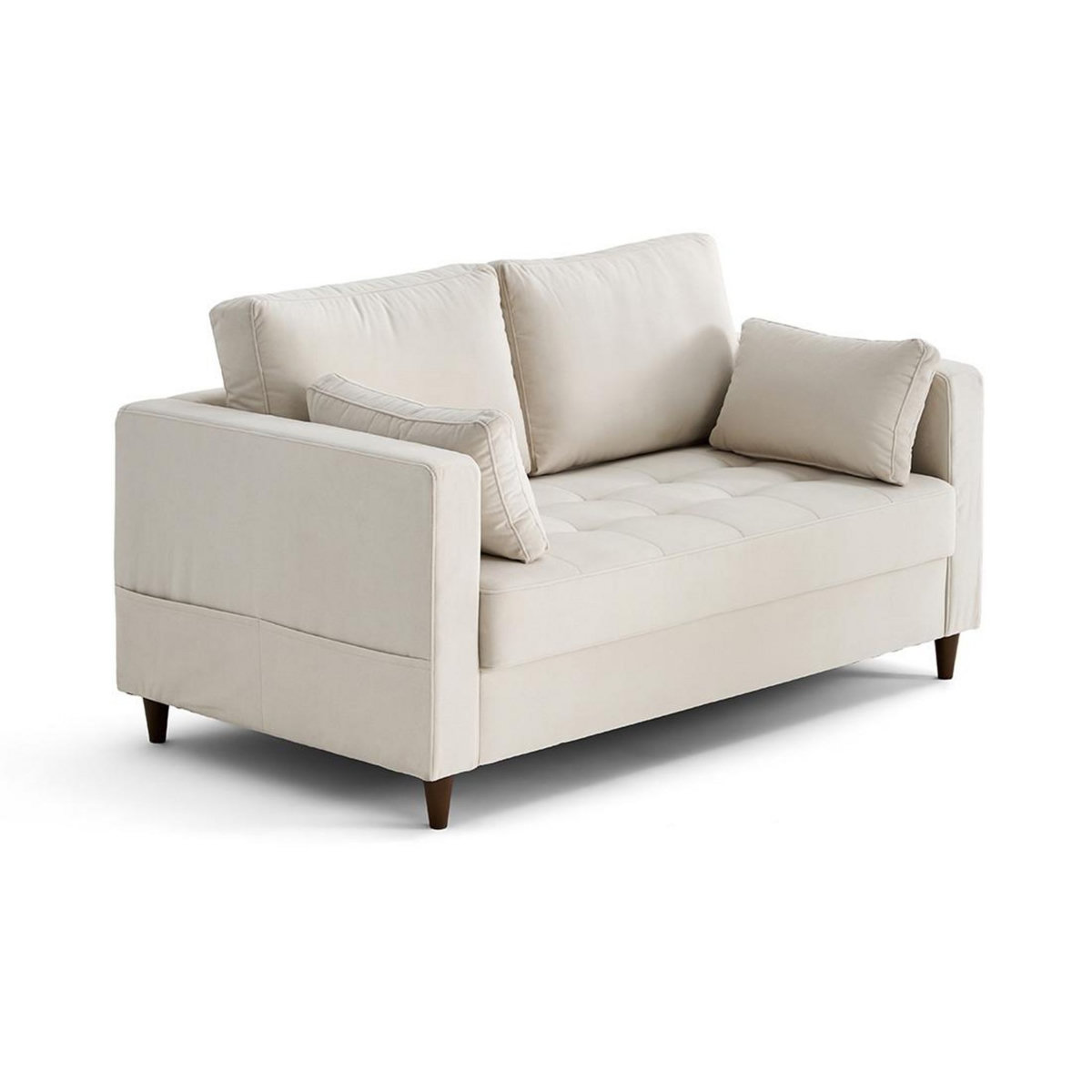 LISA DESIGN Anna - canapé droit 2 places avec poche en velours - pieds en bois