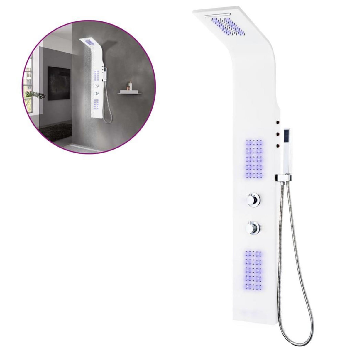 VIDAXL Panneau de douche aluminium 20x44x130 cm blanc