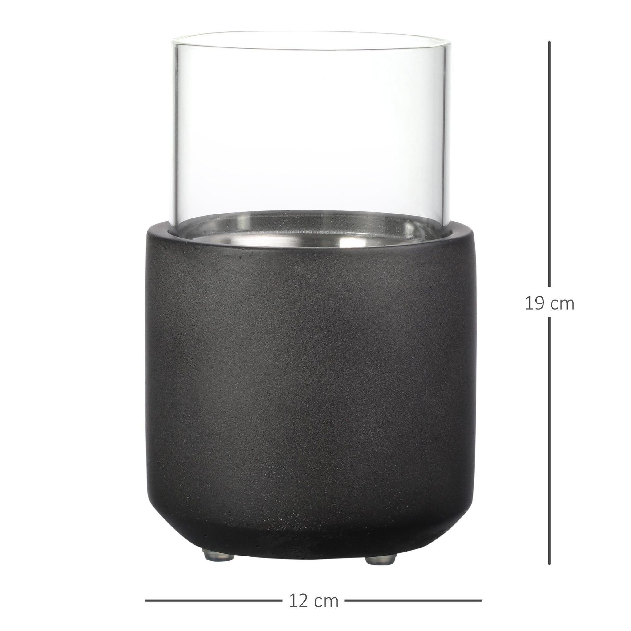 Voir la diapositive 3 : HOMCOM Cheminée portable à poser bioéthanol avec réservoir 0,4 L couverture 18 m² - design vase - dim. 12L x 12l x 19H cm