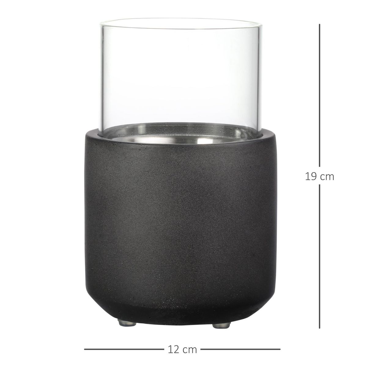 HOMCOM Cheminée portable à poser bioéthanol avec réservoir 0,4 L couverture 18 m² - design vase - dim. 12L x 12l x 19H cm