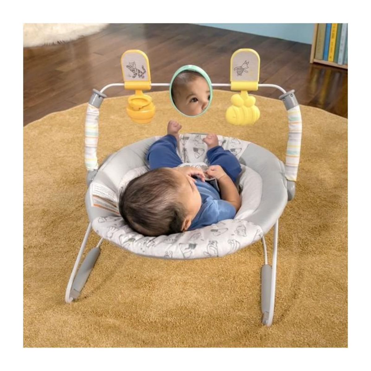 Bright Starts Transat bébé - DISNEY BABY - WINNIE L'OURSON - Arche avec jouets d'éveil amovible - Evolutif de 0 a 6 mois