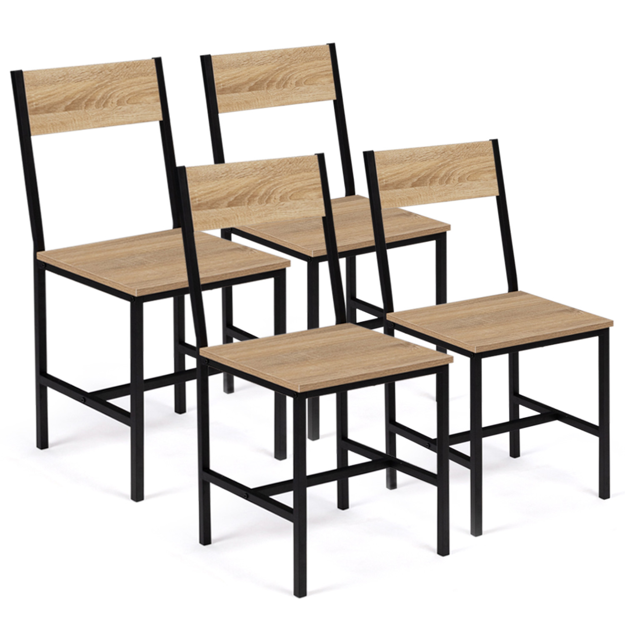 ID MARKET Lot de 4 chaises de cuisine detroit design industriel