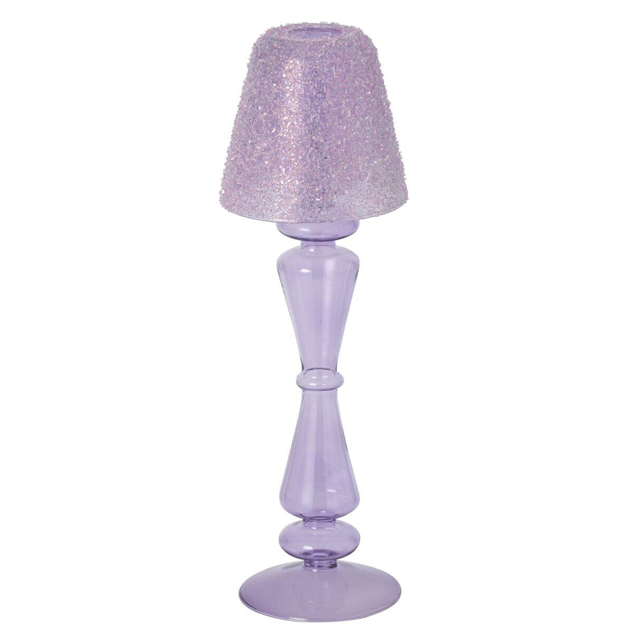 J-LINE Photophore Lampe en Verre  Silje  31cm Lilas