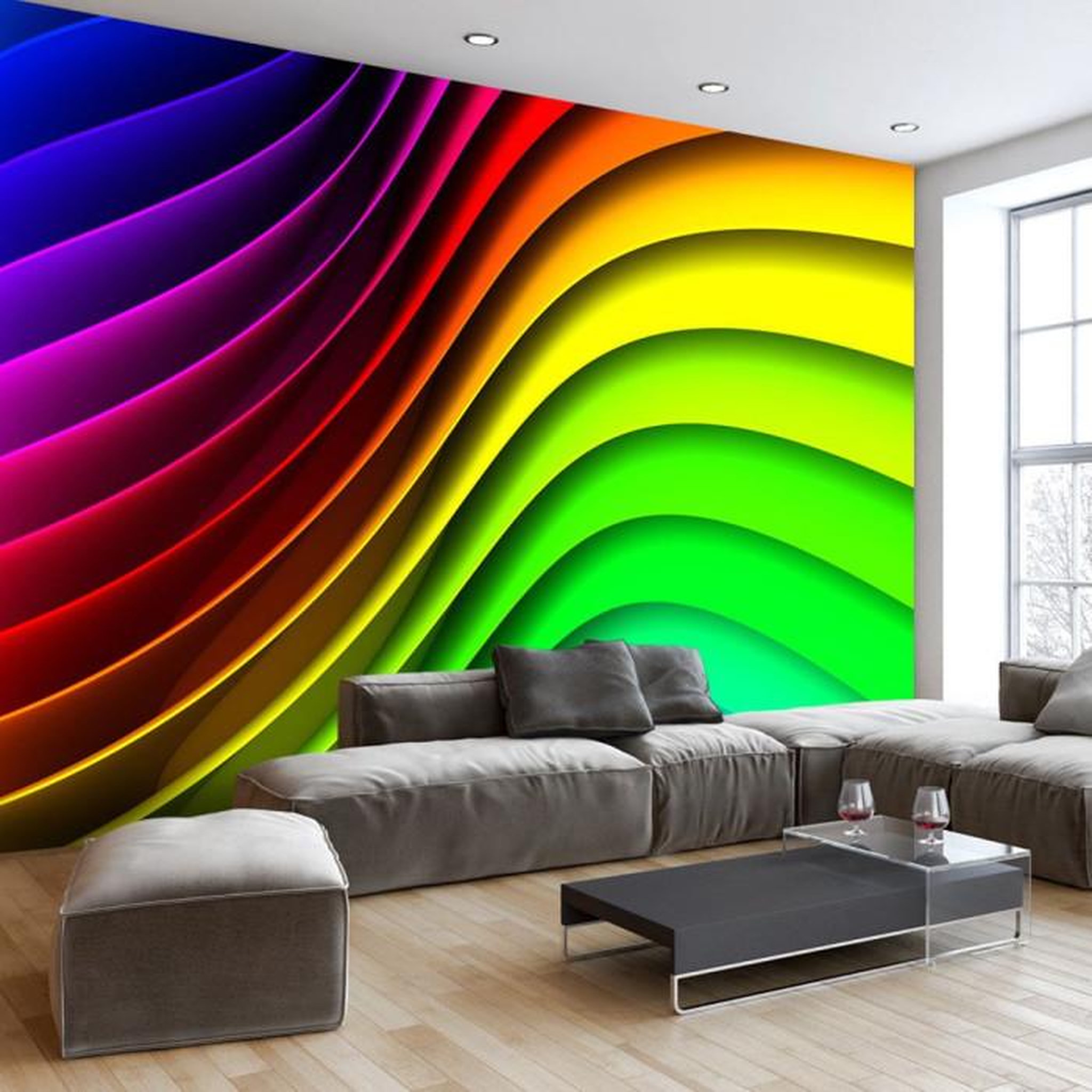 Paris Prix Papier Peint  Rainbow Waves II. Coloris disponibles : Multicolore