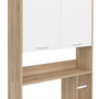 Voir la diapositive 6 : ID MARKET Meuble étagère dessus WC WALLIS bois façon hêtre et blanc