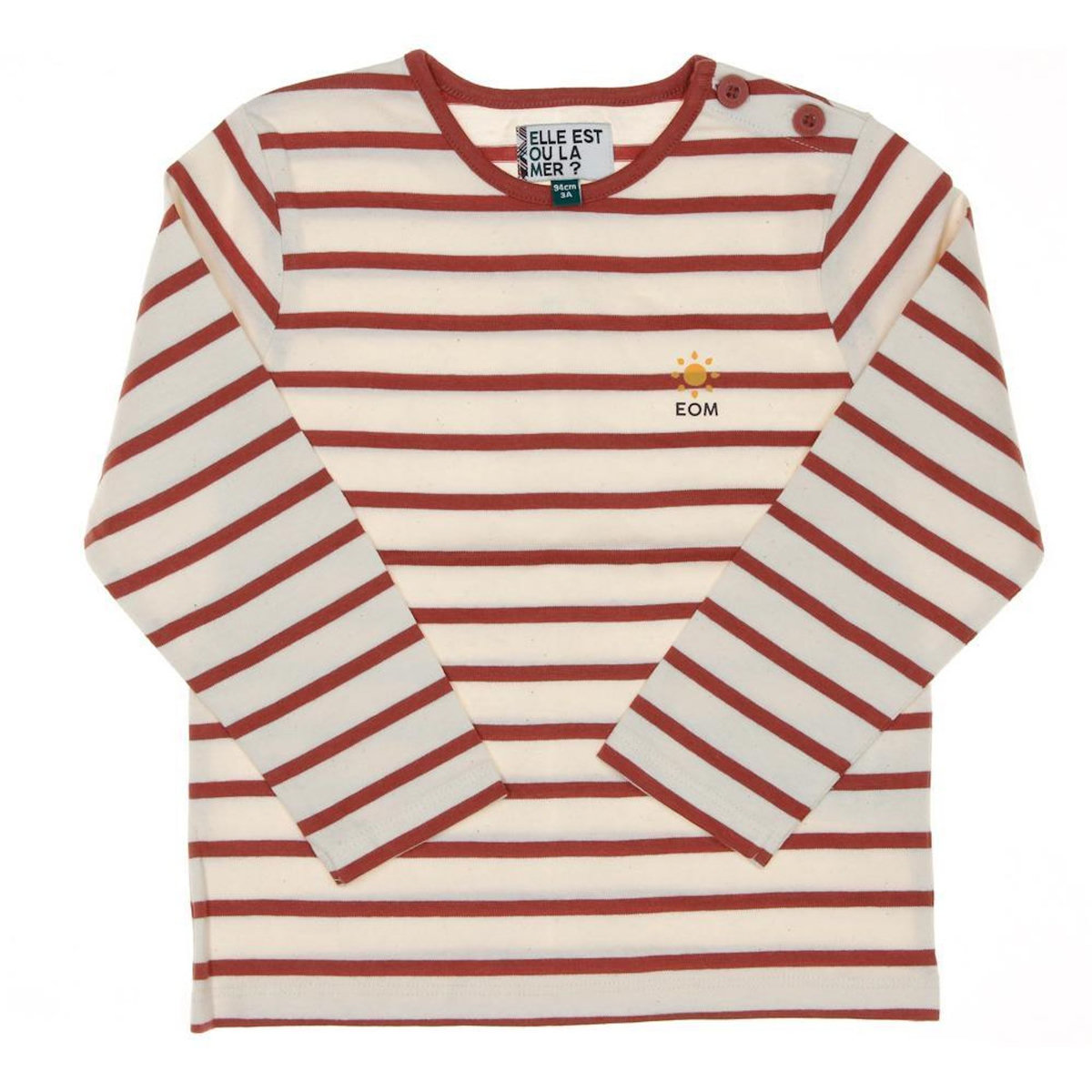 ELLE EST OU LA MER T-shirt Marinière Rose/Beige Enfant EOM Loris