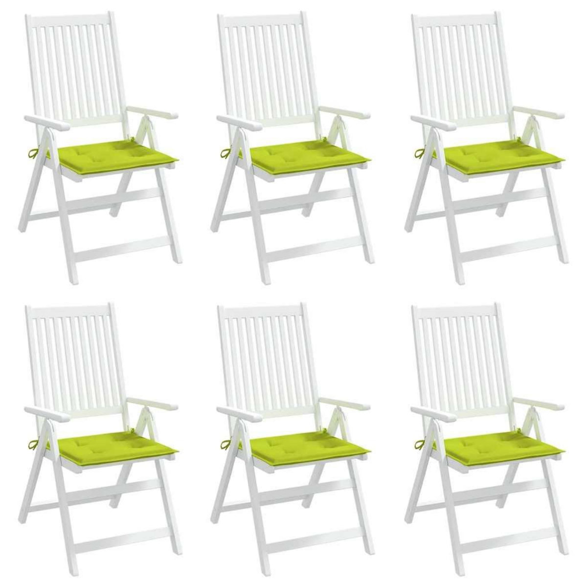 VIDAXL Coussins de chaise de jardin lot de 6 vert vif 40x40x3 cm
