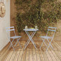Voir la diapositive 2 : Rendez vous déco Table ronde et chaises de jardin pliantes 2 places en métal bleu-Kayla