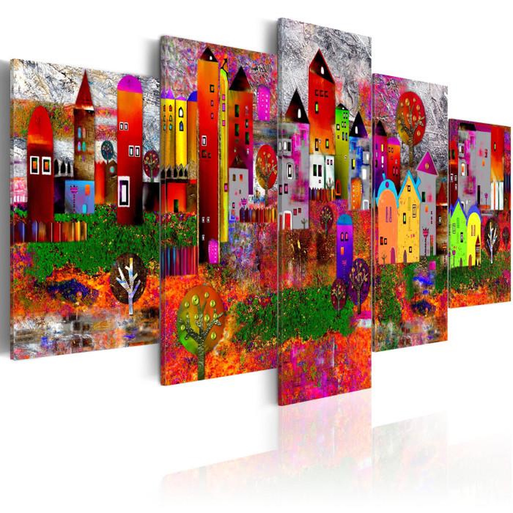 Paris Prix Tableau Imprimé  Colourful Small Town. Coloris disponibles : Multicolore