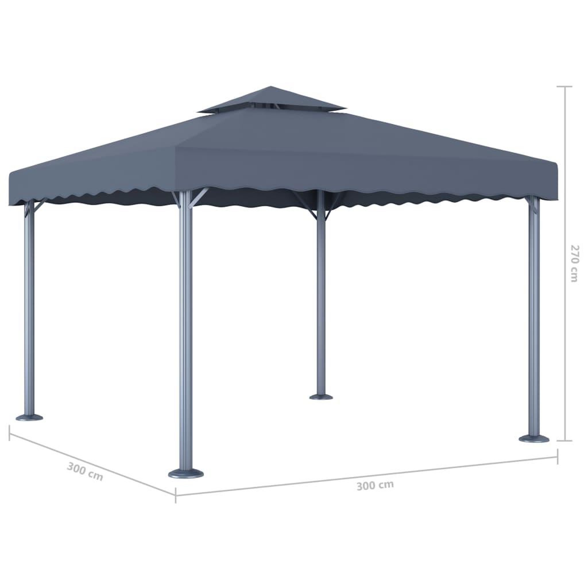 Voir la diapositive 4 : VIDAXL Tonnelle 300x300 cm Anthracite Aluminium
