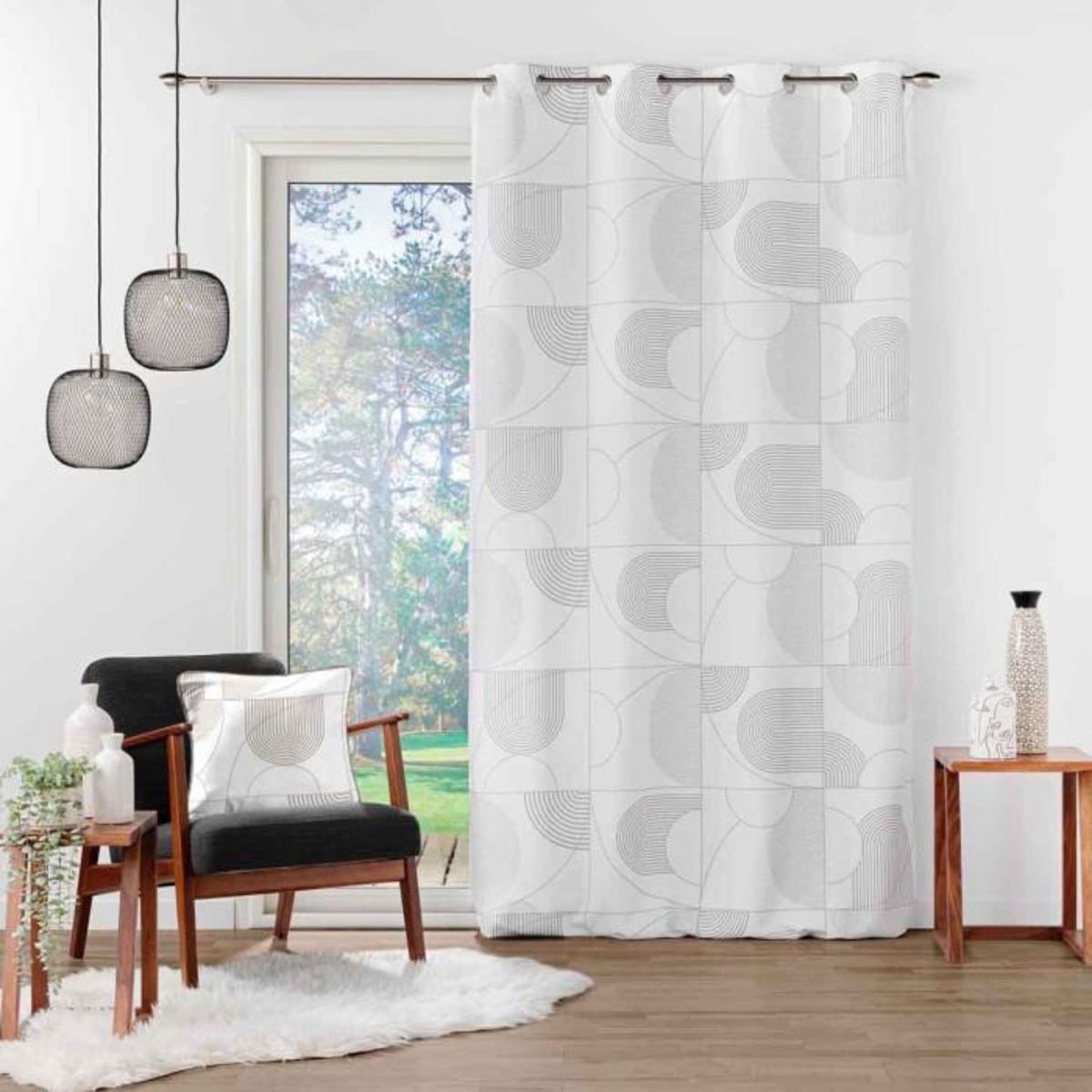 Paris Prix Rideau à Œillets  Esquisse  140x260cm Blanc