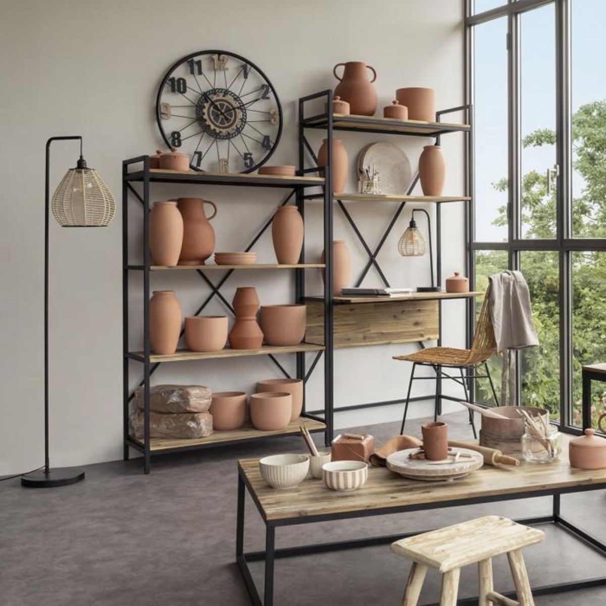 ATMOSPHERA Horloge Murale Déco  Mohan  65cm Noir