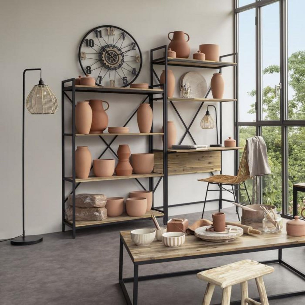 ATMOSPHERA Horloge Murale Déco  Mohan  65cm Noir