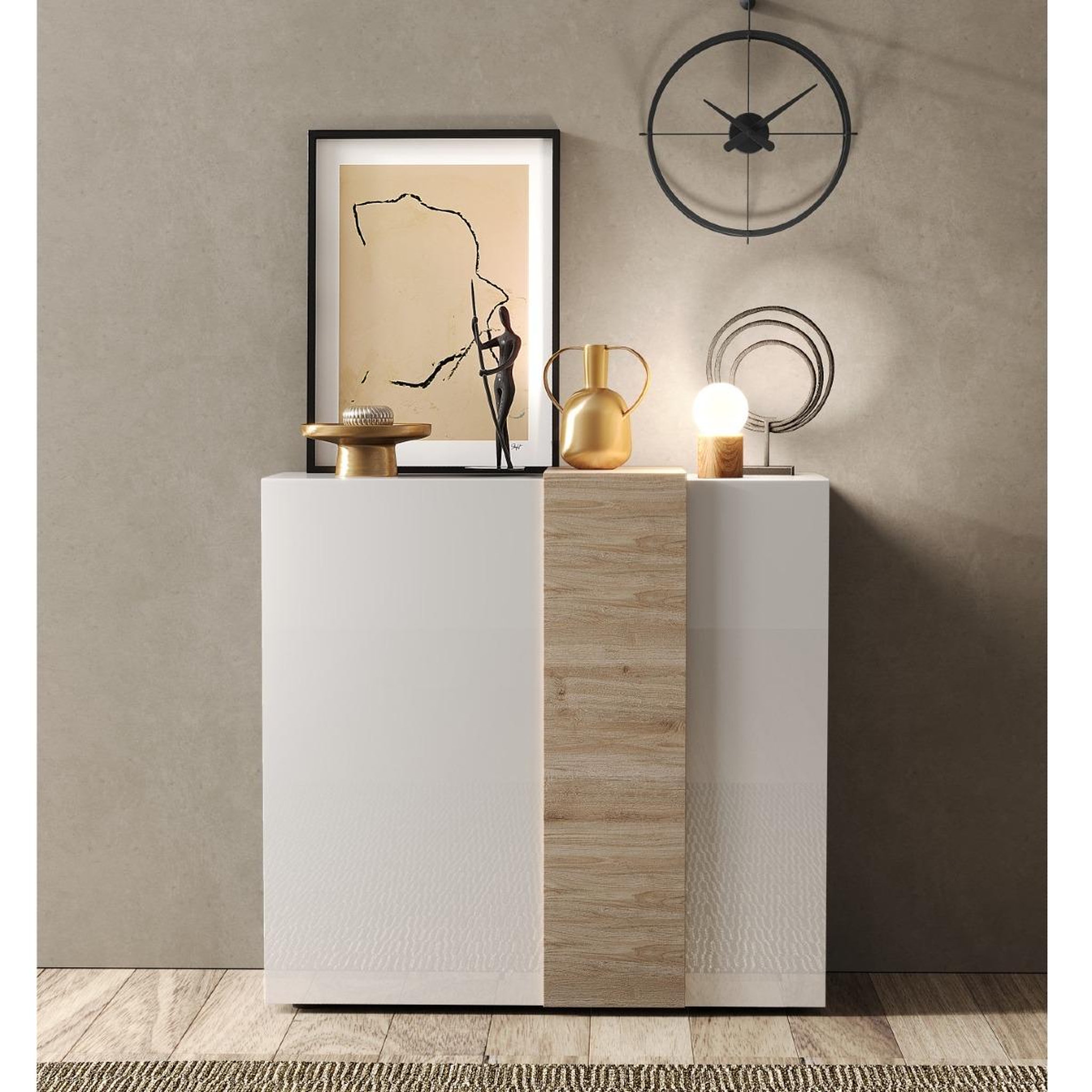 Voir la diapositive 3 : JLC KREATION Salle à manger complète moderne bois et blanc sia