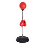 HOMCOM Punching ball sur pied réglable en hauteur 126-144 cm avec gants, pompe et base de lestage rouge