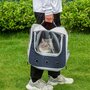 PAWHUT Sac à dos sac de transport à main trolley chariot sur roulettes 3 en 1 pour chien chat - pliable, roulettes, poignée telescopique, rangements - gris bleu