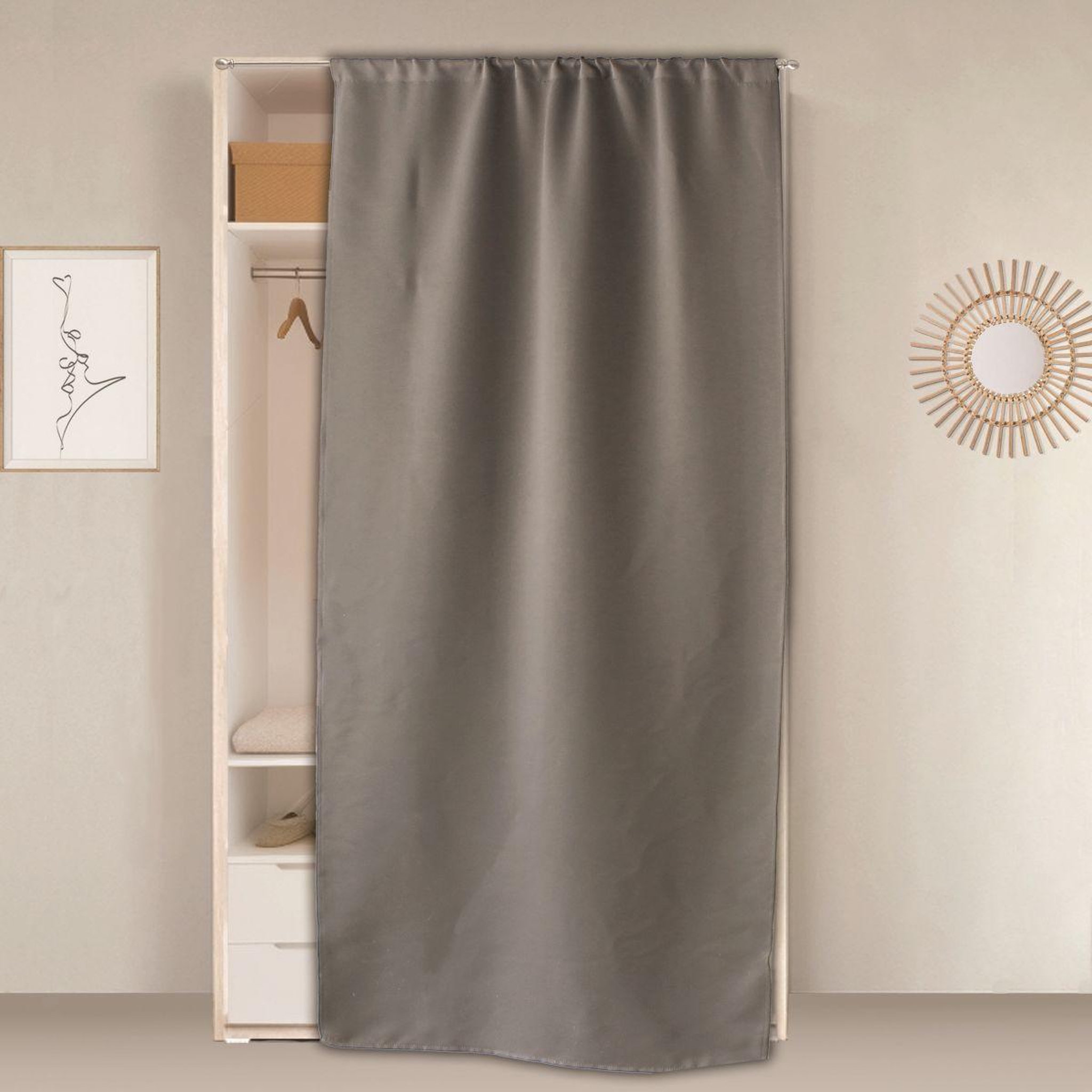 Voir la diapositive 4 : ENJOY HOME Rideau de porte occultant  reglisse  90x210cm gris clair