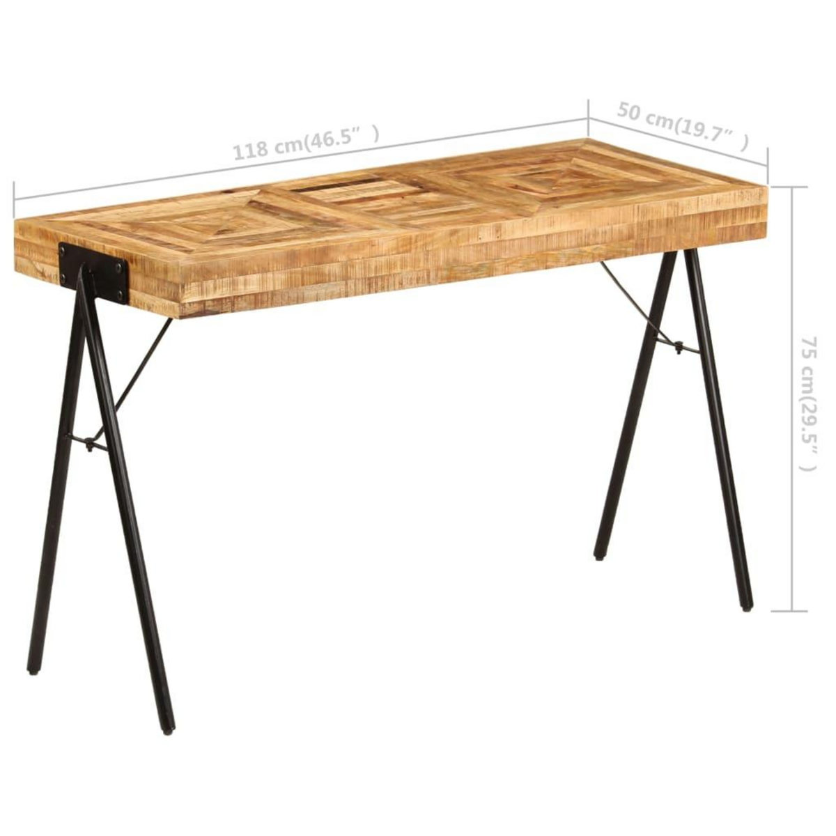 VIDAXL Table a ecrire Bois de manguier massif 118 x 50 x 75 cm