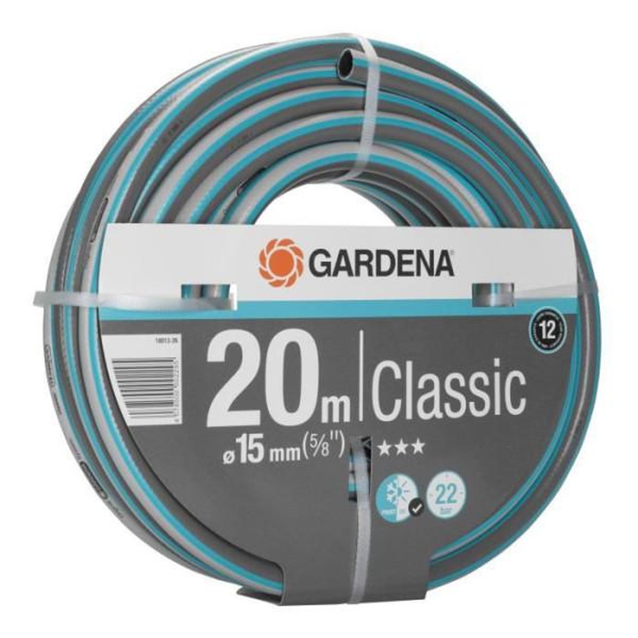 Gardena Tuyau d'arrosage classic gardena - longueur 20m - ø15mm - haute résistance pression 22 bar - garantie 12 ans