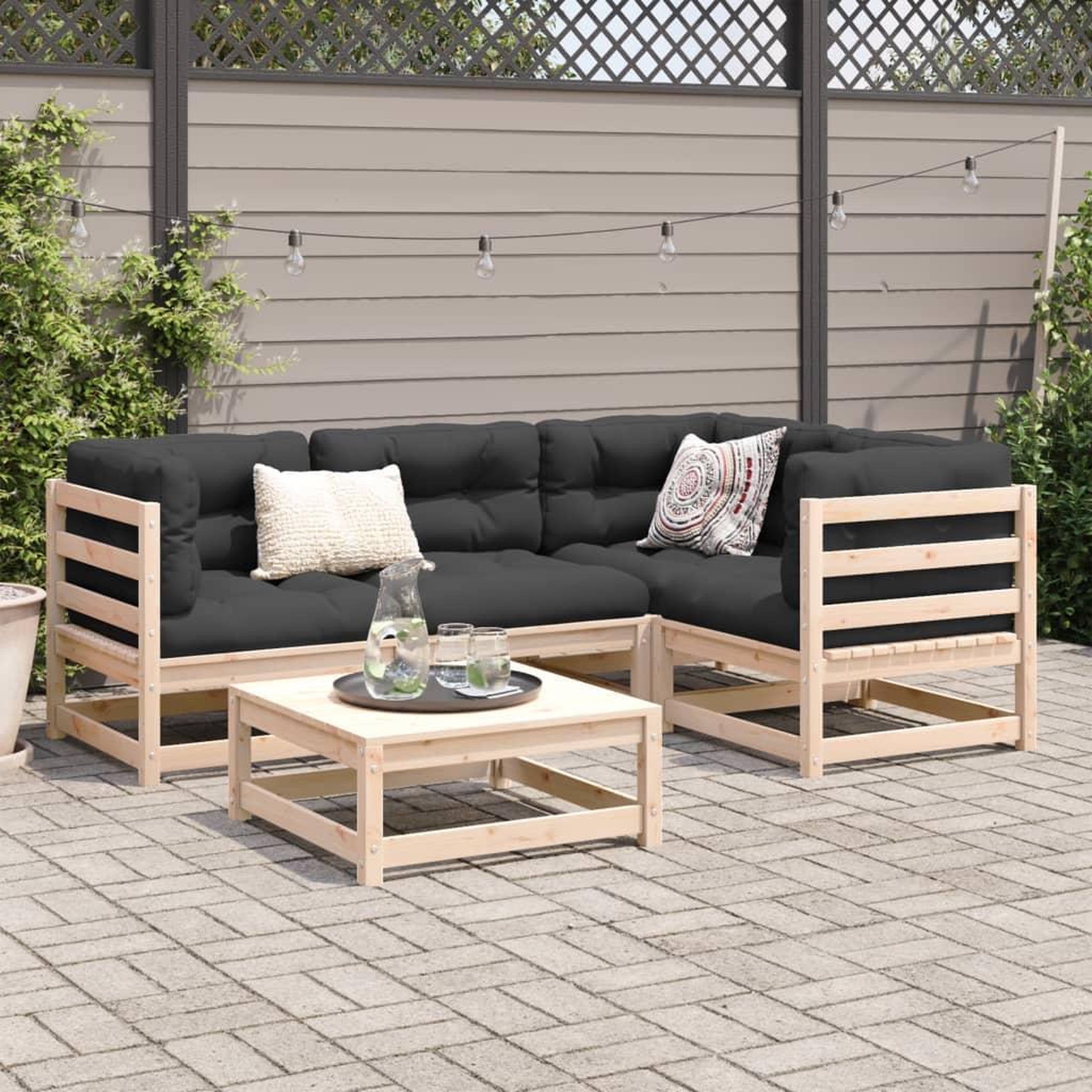 Voir la diapositive 3 : VIDAXL Salon de jardin 5 pcs bois de pin massif