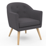 ID MARKET Fauteuil scandinave OLAN cabriolet en tissu gris anthracite