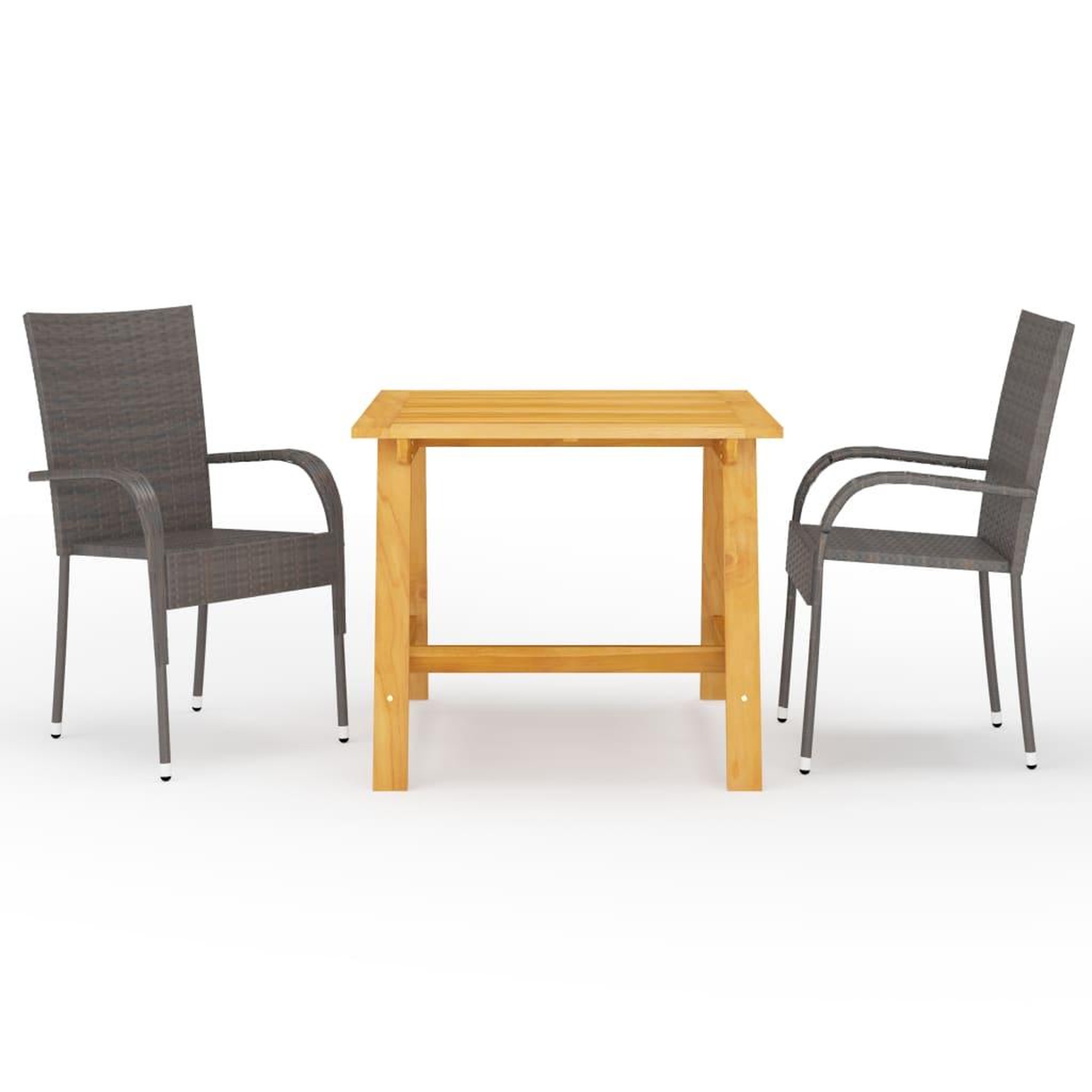 Voir la diapositive 1 : VIDAXL Ensemble a manger de jardin 3 pcs Marron