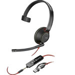 HP Casque HP Poly Blackwire 5210, micro-casque filaire sur-oreille, jack 3,5mm et USB-C, noir