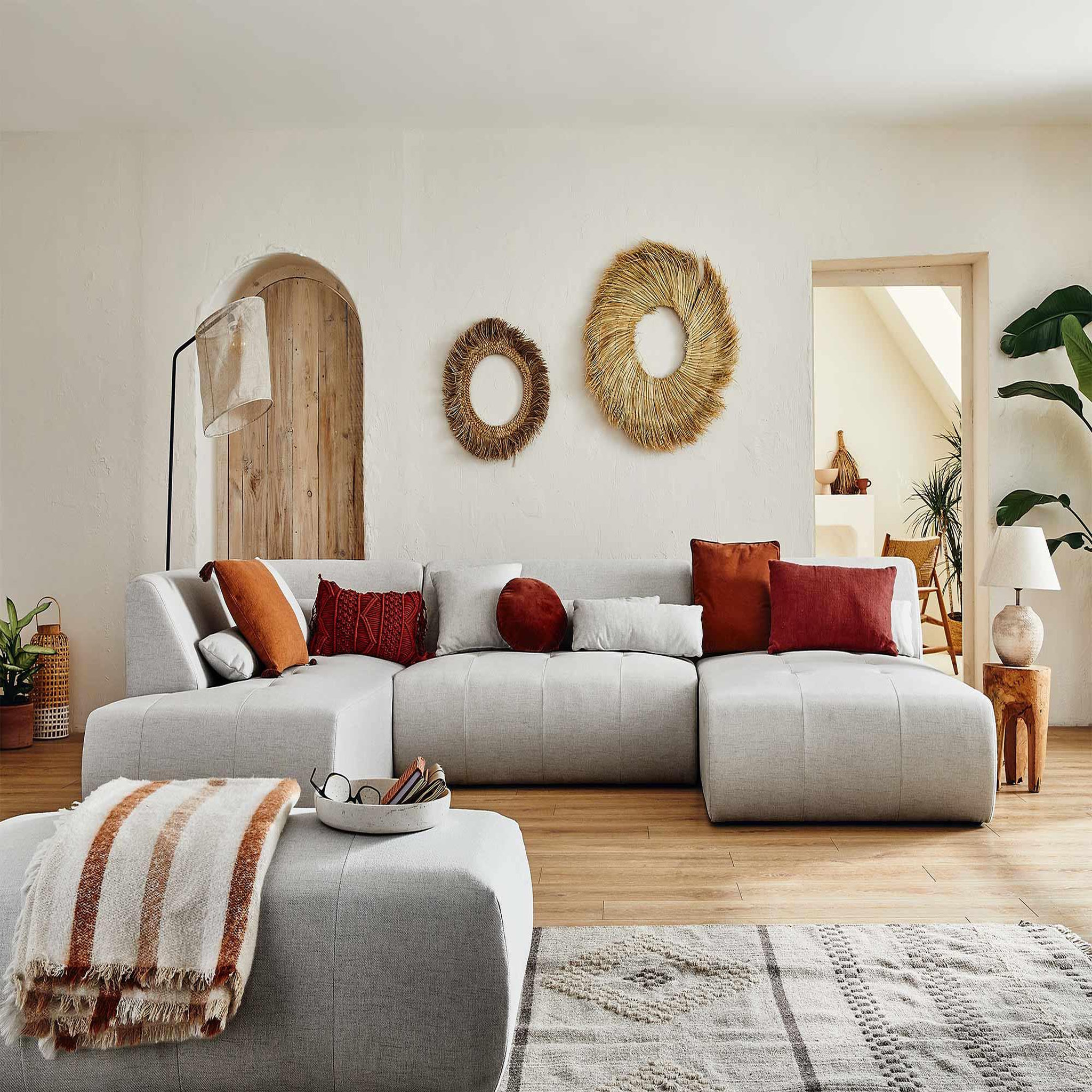 Voir la diapositive 4 : BEST MOBILIER Onyx - canapé panoramique d'angle gauche 7 places - en tissu