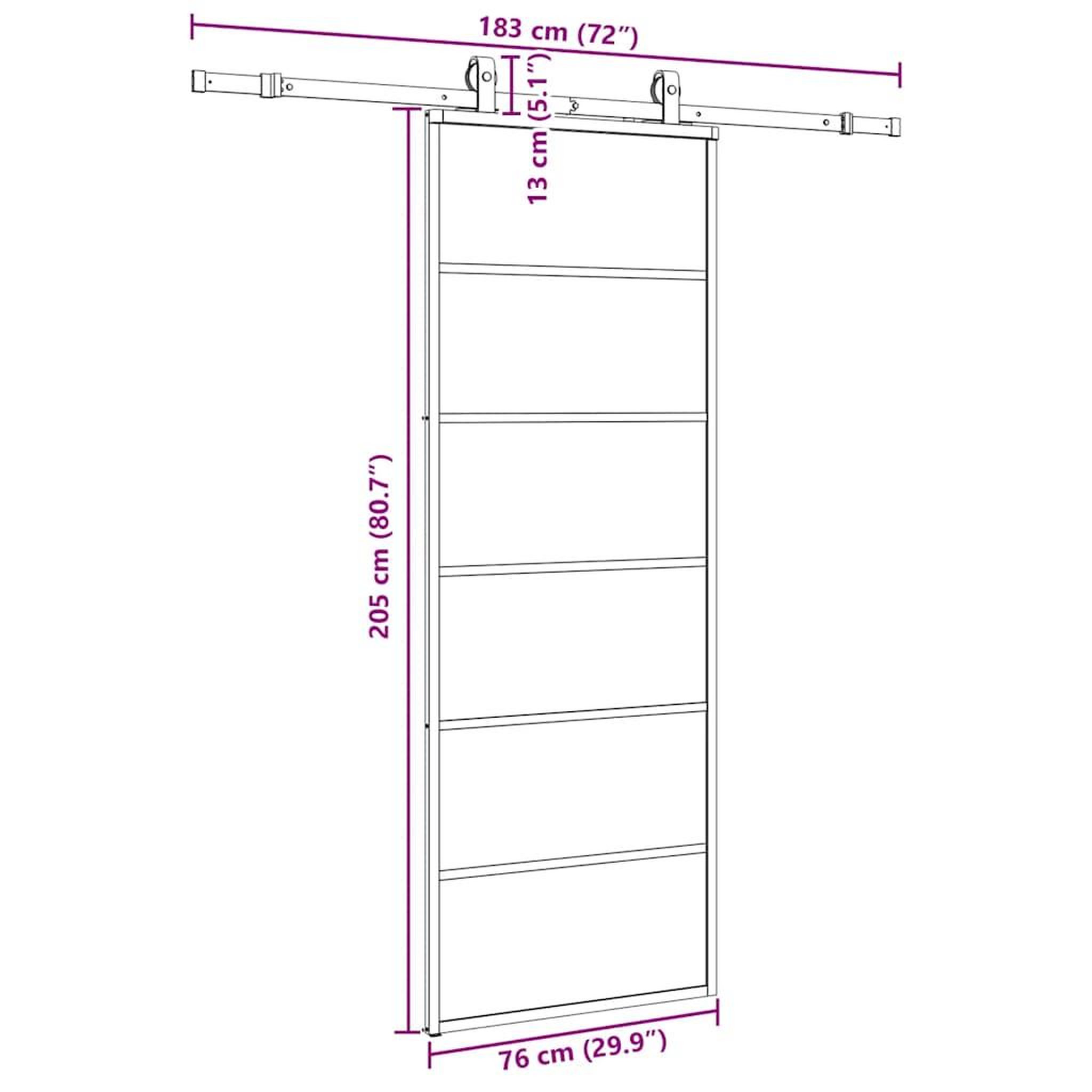 Voir la diapositive 6 : VIDAXL Porte coulissante kit de quincaillerie noir 76x205 cm verre ESG