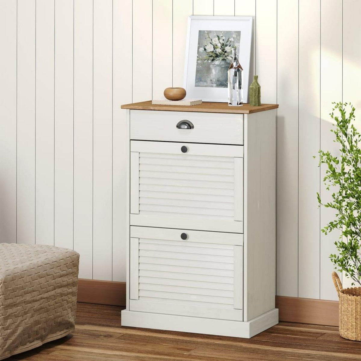 VIDAXL Armoire a chaussures VIGO 60x35x96 cm blanc bois massif de pin
