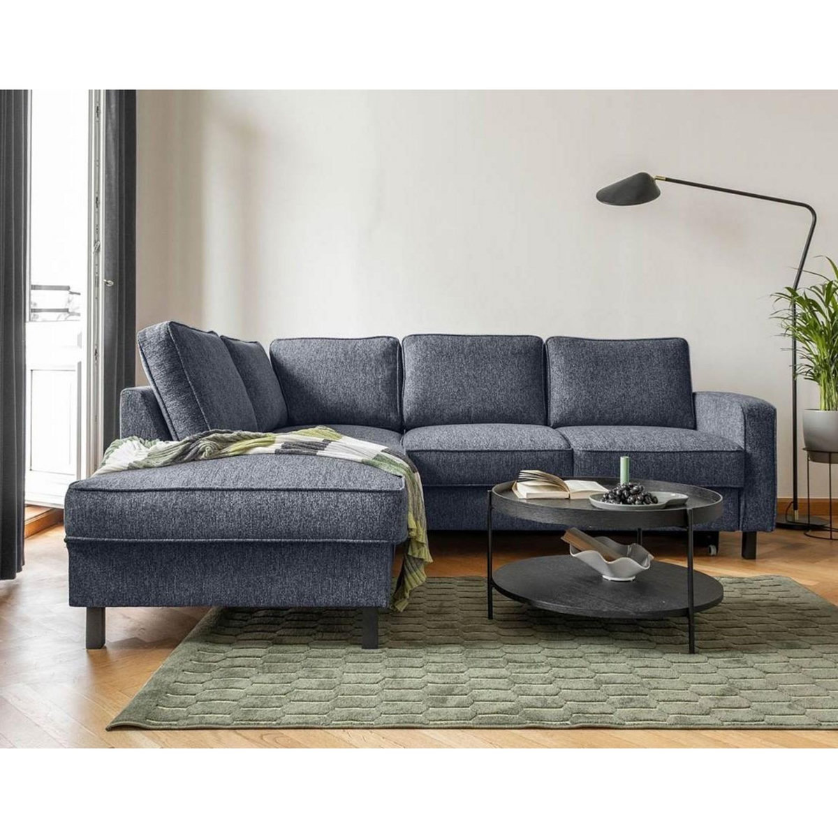 BEST MOBILIER Molly - canapé d'angle gauche 5 places convertible en tissu