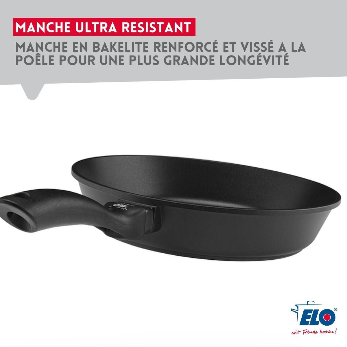 ELO Poêle à frire 32 cm avec couvercle en verre sans PFAS Elo Alucast