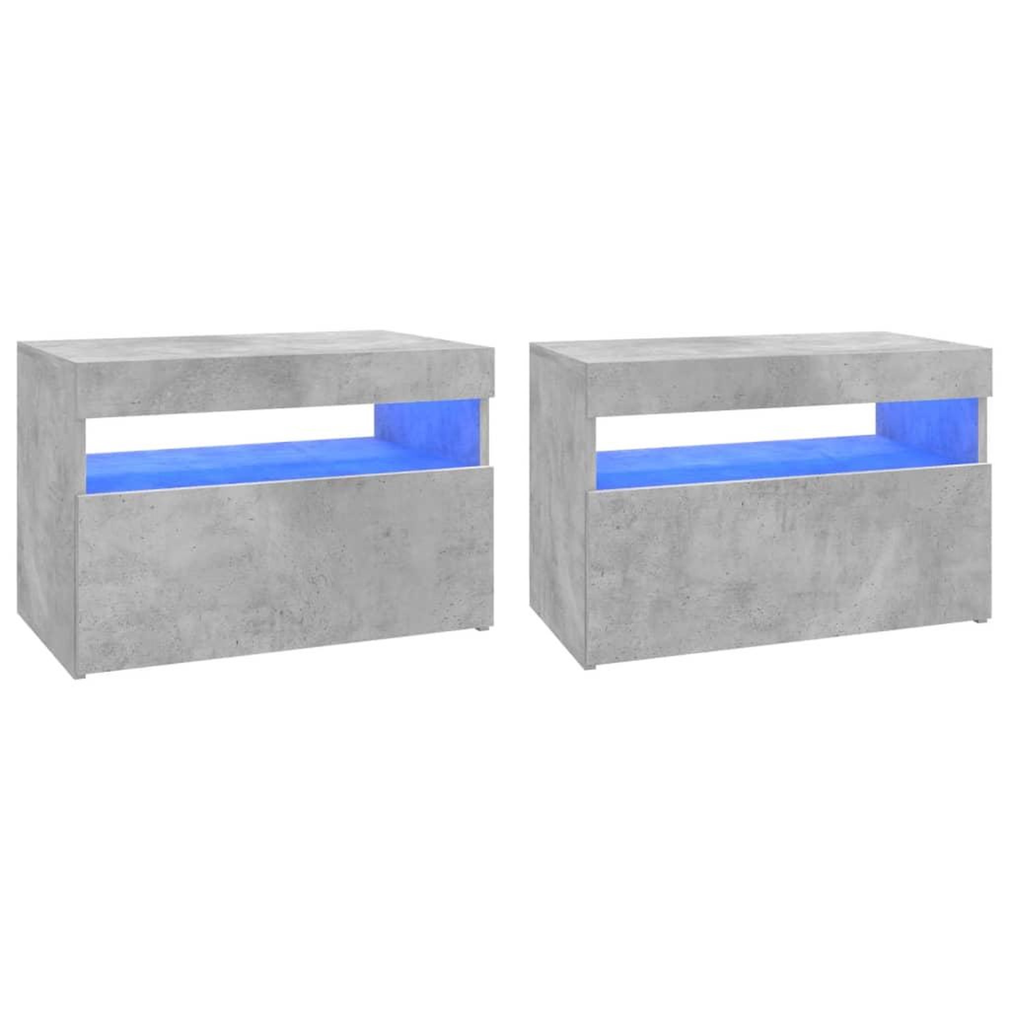 Voir la diapositive 2 : VIDAXL Meubles TV avec lumieres LED 2 pcs gris beton 60x35x40 cm