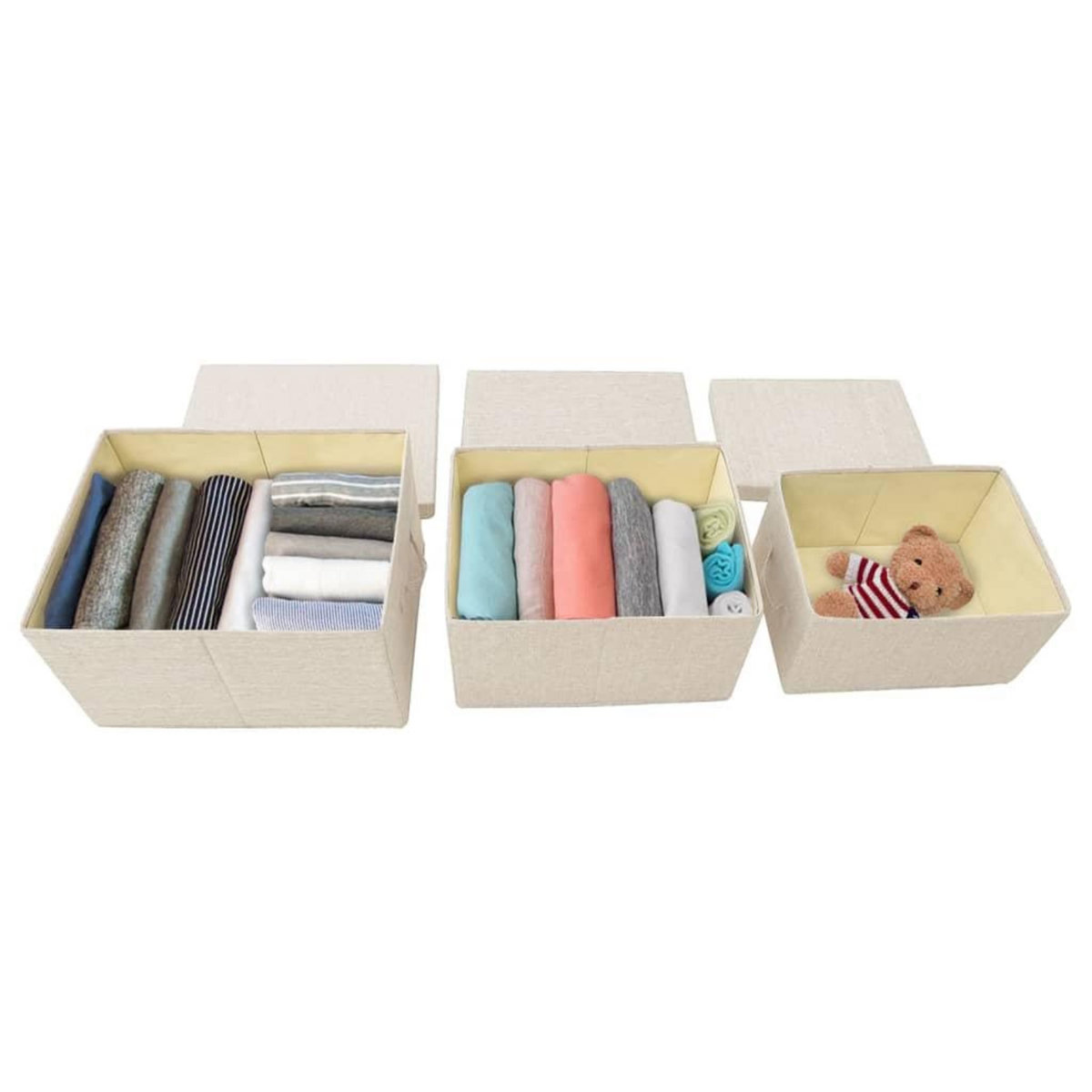 VIDAXL Boîtes de rangement empilables 3 pcs Tissu Creme